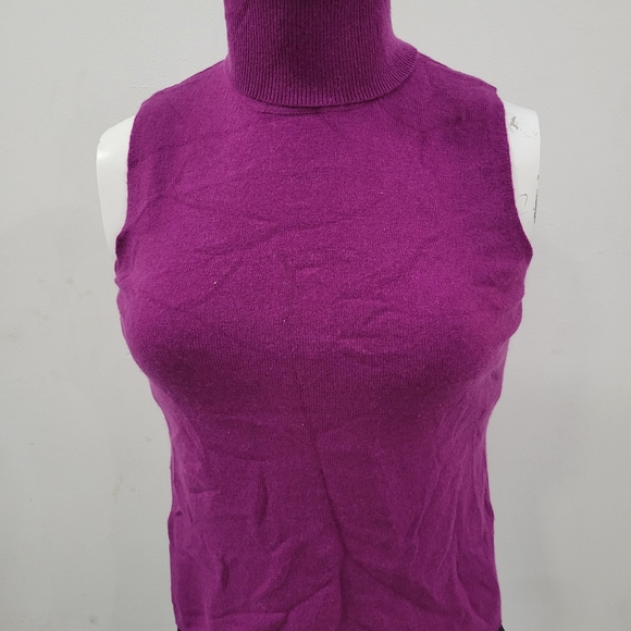 Valerie Stevens 100% 2-ply Cashmere wool woven turtleneck sleeveless sweater - Picture 1 of 3